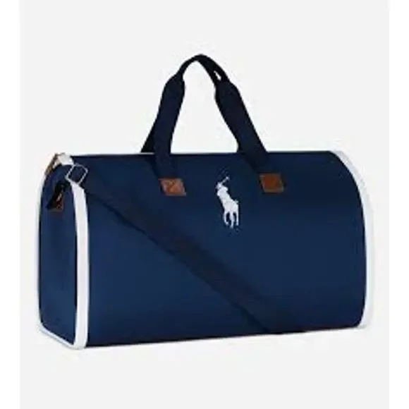 Polo Ralph Lauren Duffel Garment Bag Canvas Sports Gym Travel Carryon Weekender - Picture 2 of 2
